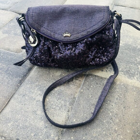 Authentic JUICY COUTURE Mini Traveler Crossbody Bag Sequin Purple (MRSP $65) - Picture 1 of 14